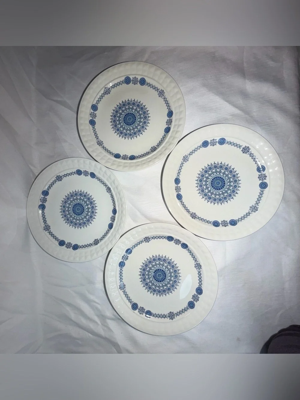 Set of 4 Vintage Pontesa Spain Castilian Chinamoda Blue Mandala 7